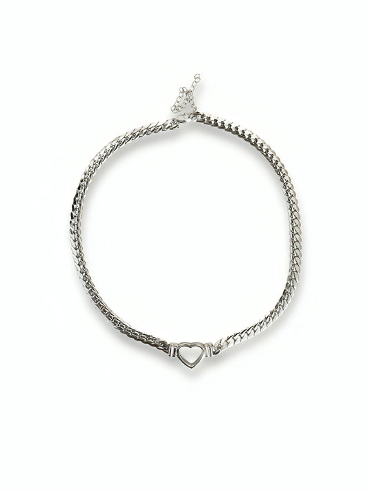 Silver Heart Chain Necklace