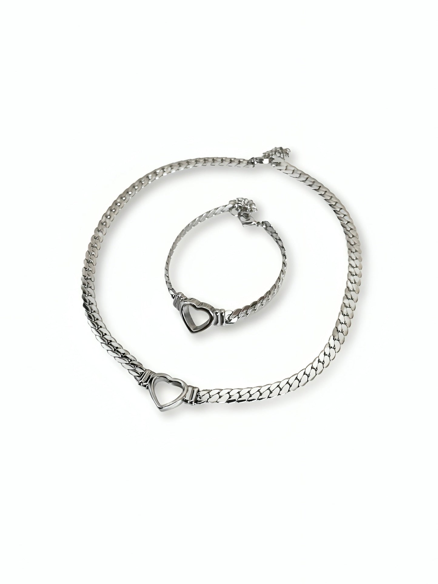 Silver Heart Chain Bracelet